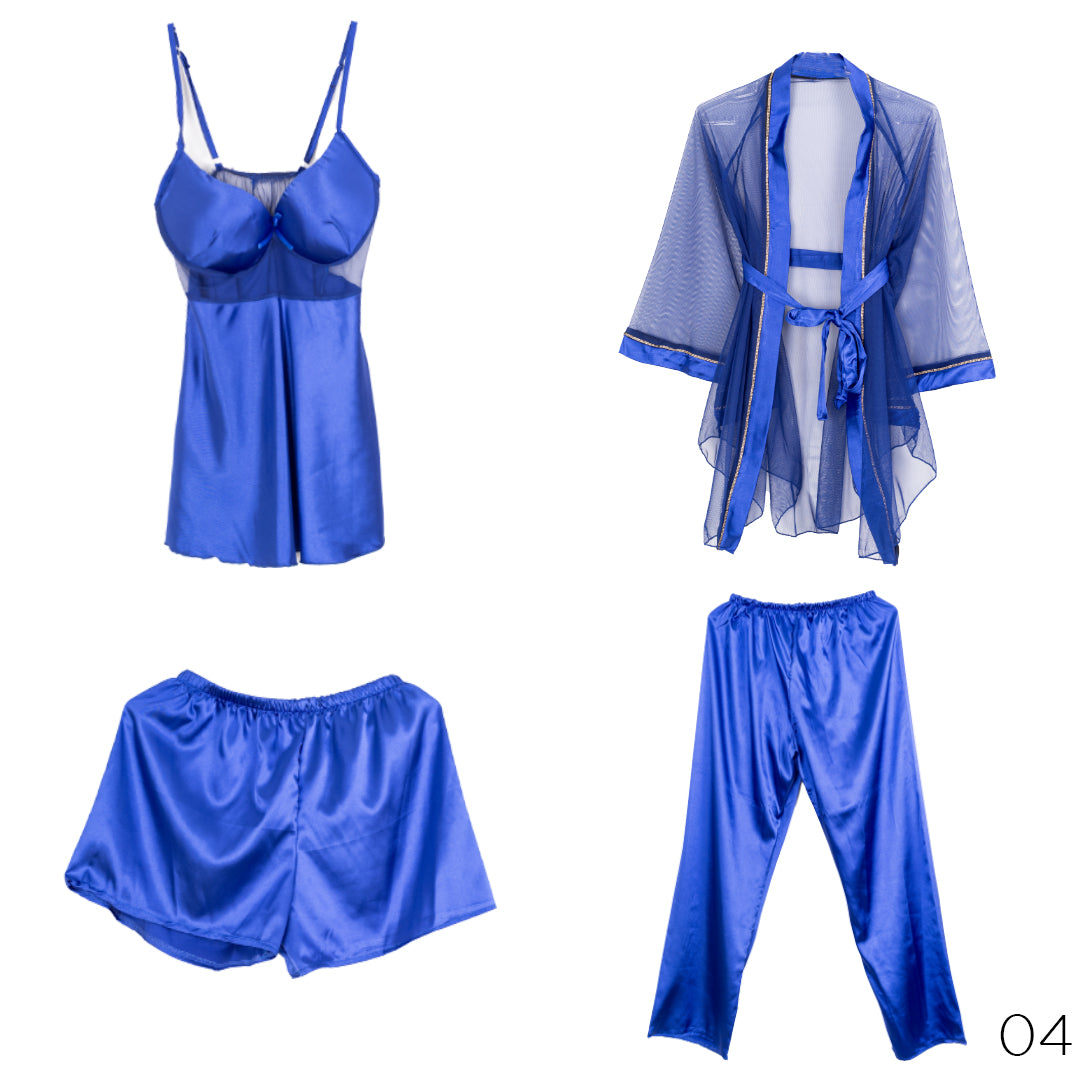 Satin Lingerie Set With Chiffon Robe