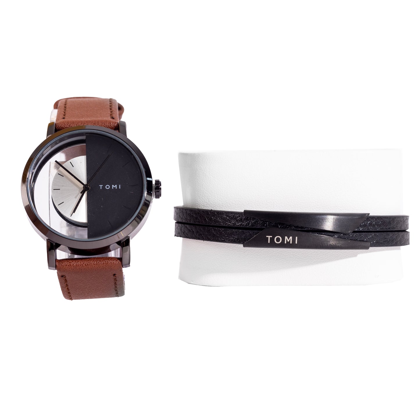 طقم ساعة رجالي مع سوار من Tomi