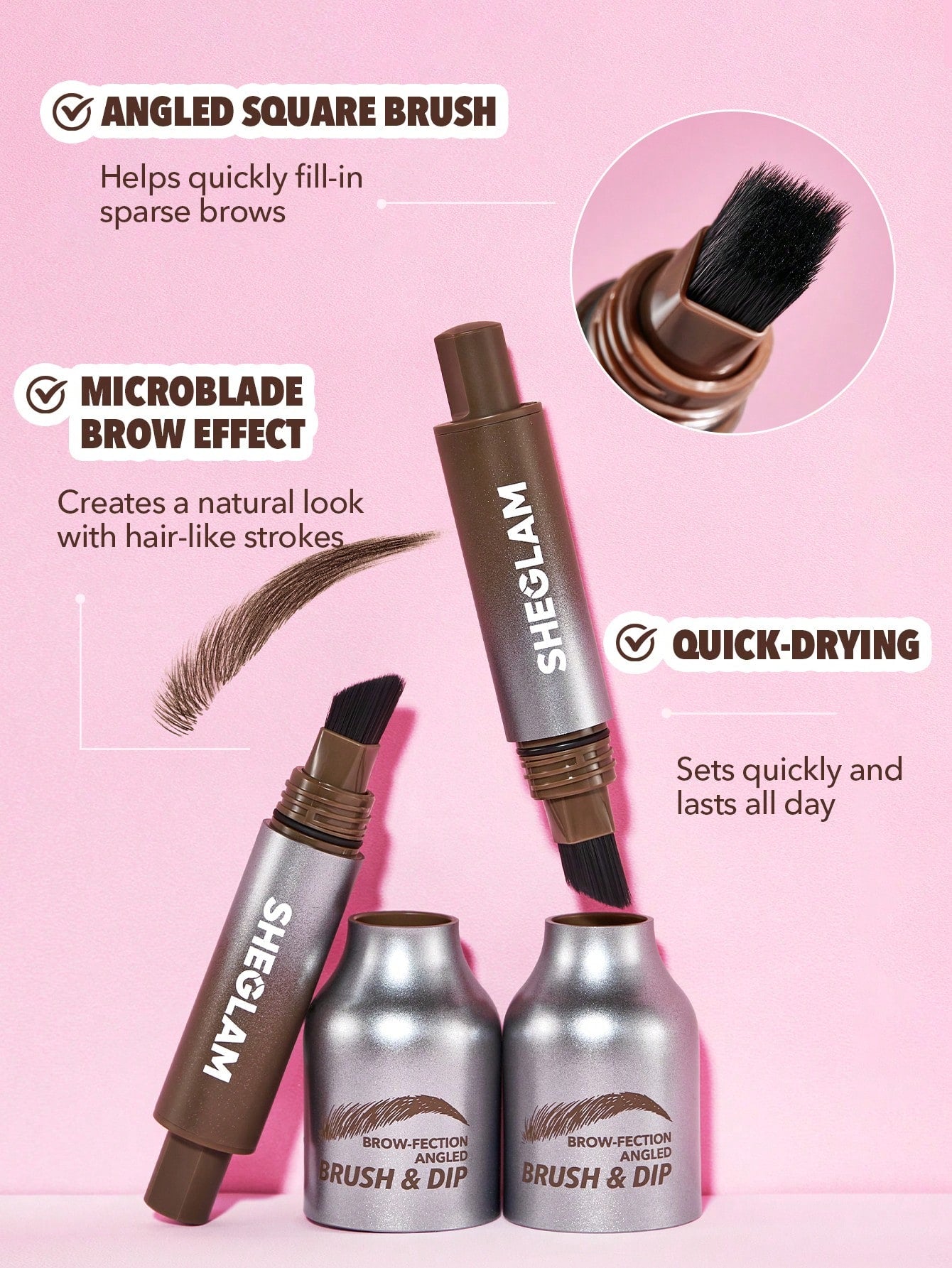 Sheglam Brow Fection Angled Brush&DIP قلم رسم الحواجب أصلي