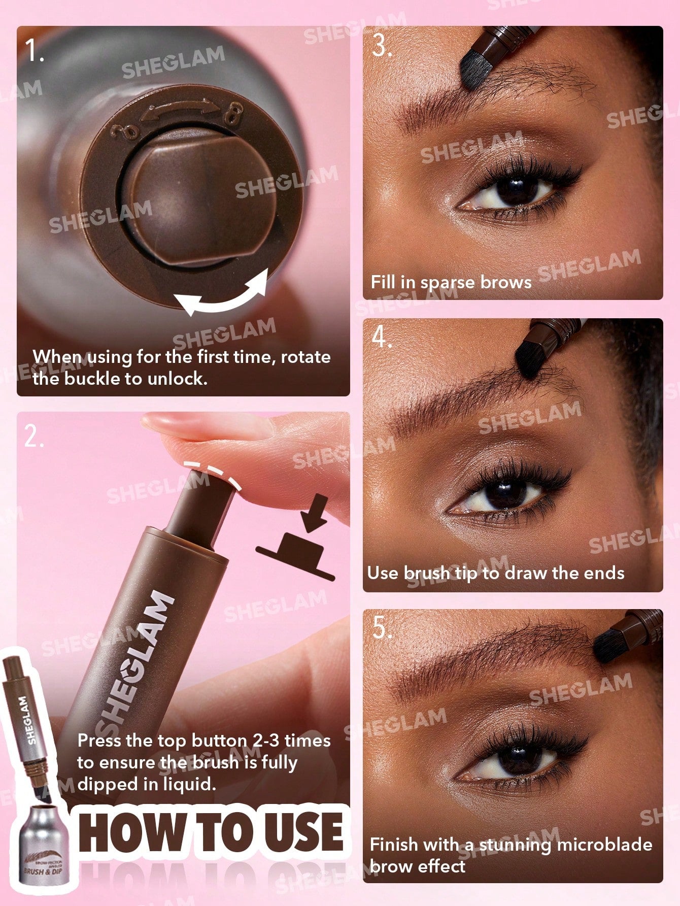 Sheglam Brow Fection Angled Brush&DIP قلم رسم الحواجب أصلي