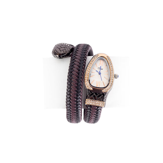 Snake Watch With Leather Bracelet