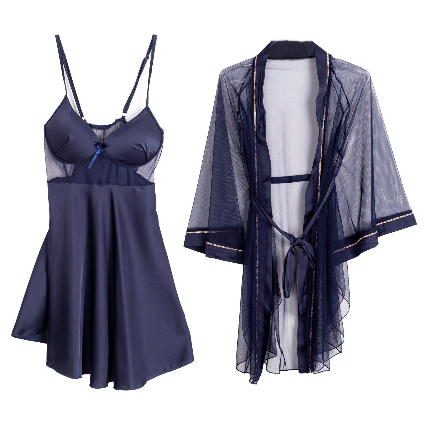 Satin Lingerie With Cheffon Robe