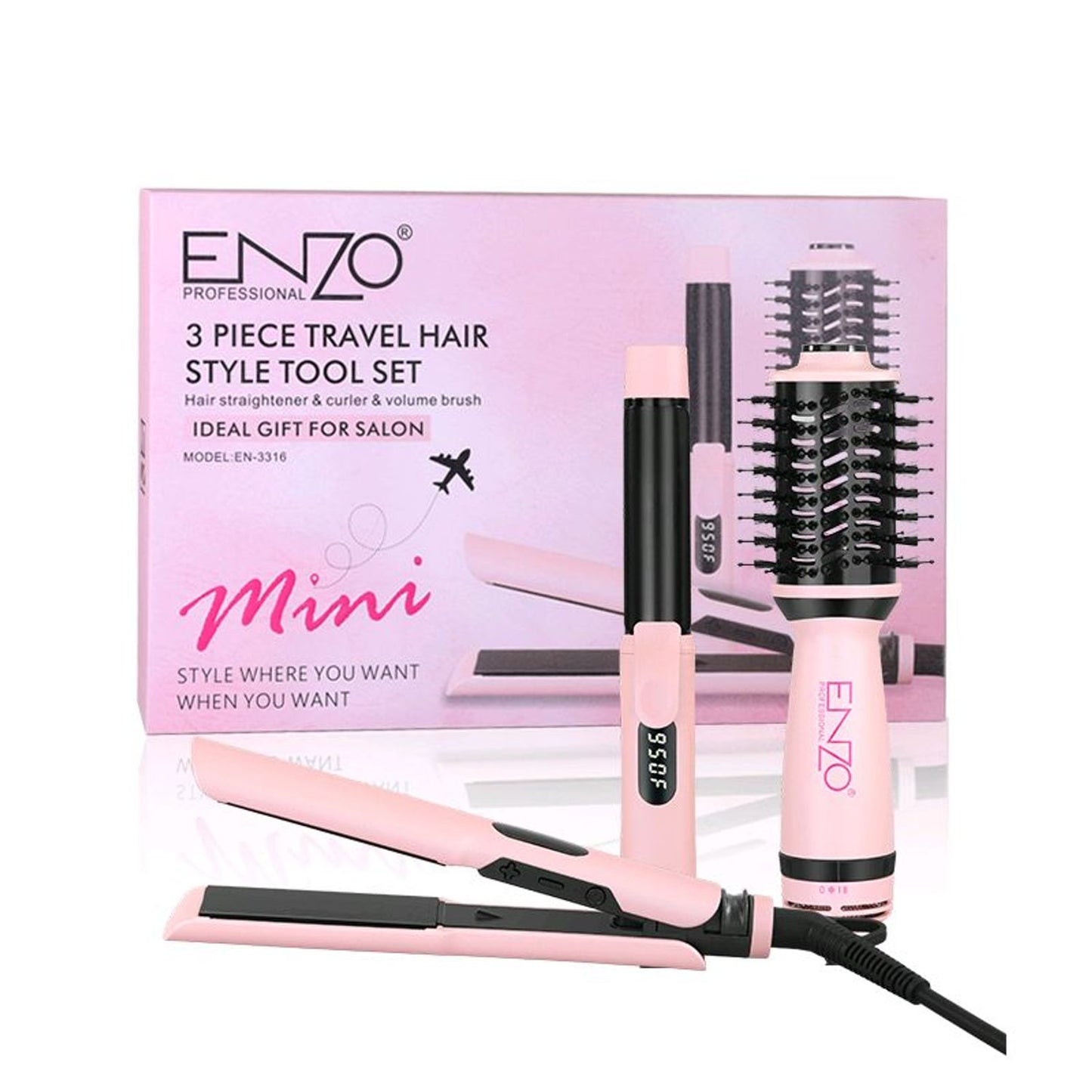3 Piece Travel Hair Style Tool Set En-3316 By ENZO