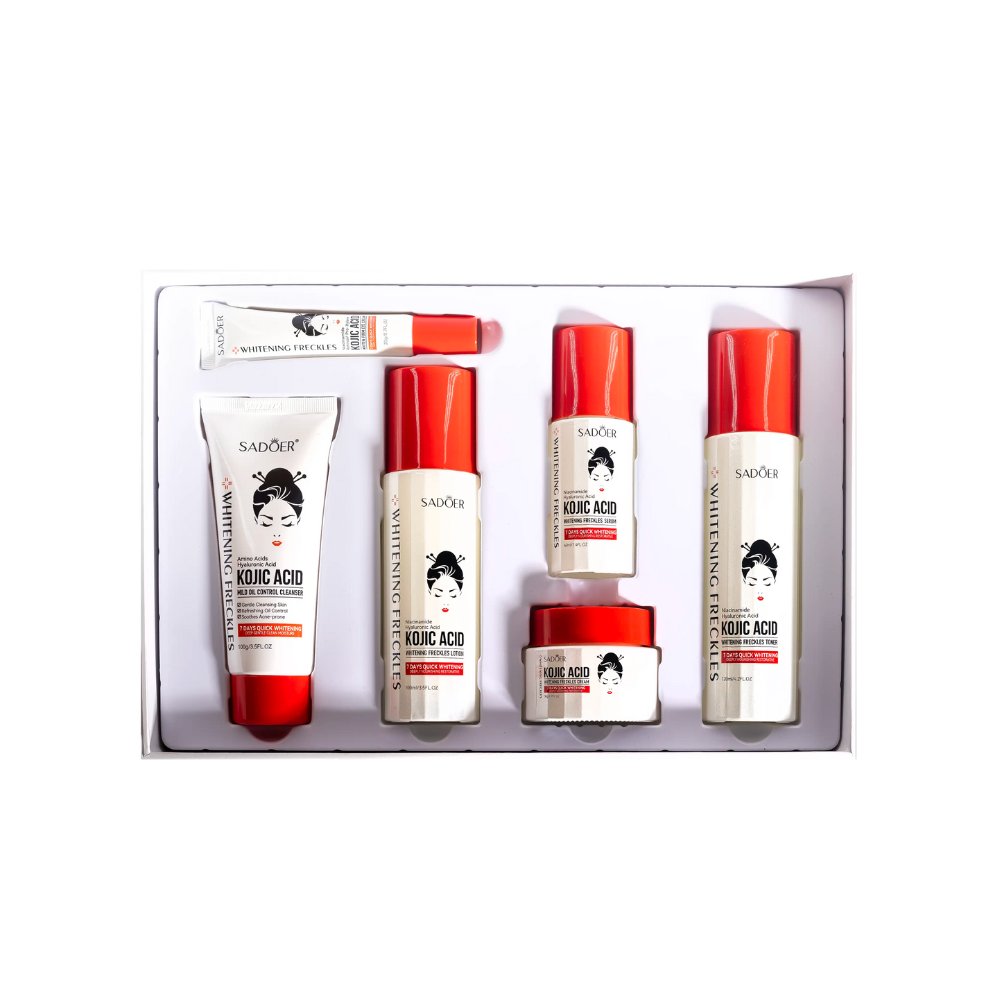 Kojic Acid Whitening Freckles 6 Piece Set SADOER