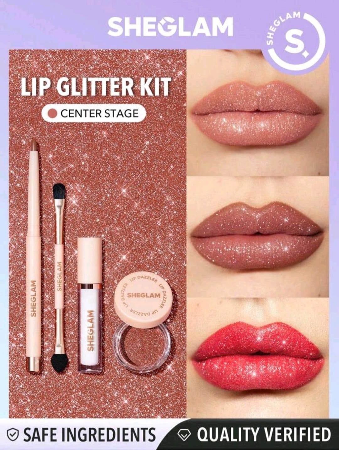 مجموعة ملمع الشفاه الأصلي sheglam lip glitter kit