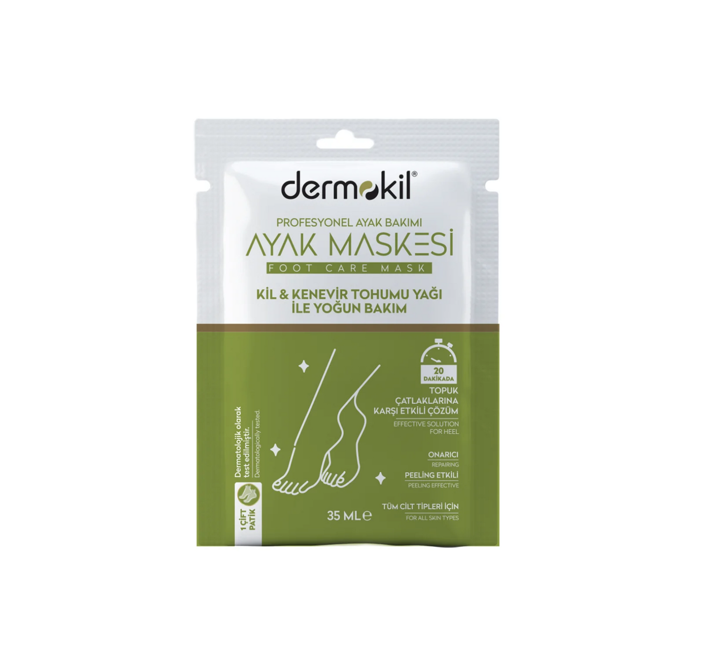 Clay and Hemp Oil Exfoliating Foot Mask By DERMOKIL