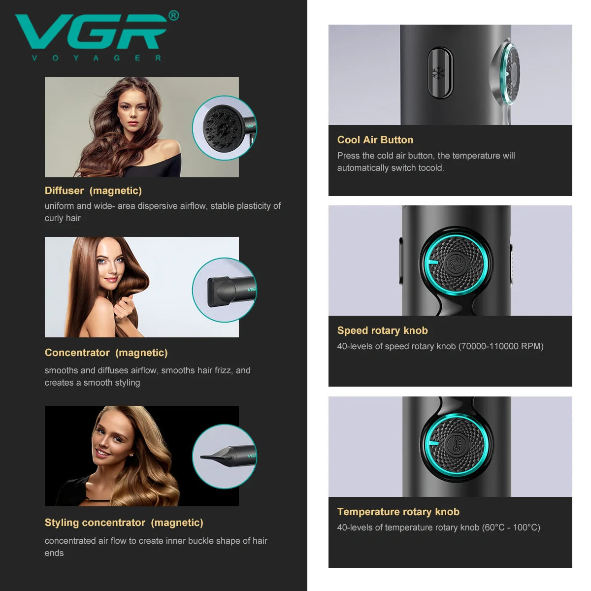 Professional Hair Dryer V-401 By VGR