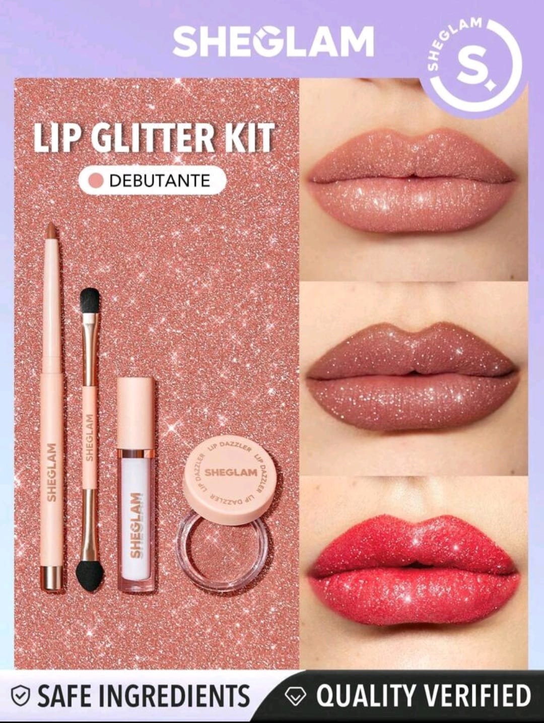 مجموعة ملمع الشفاه الأصلي sheglam lip glitter kit