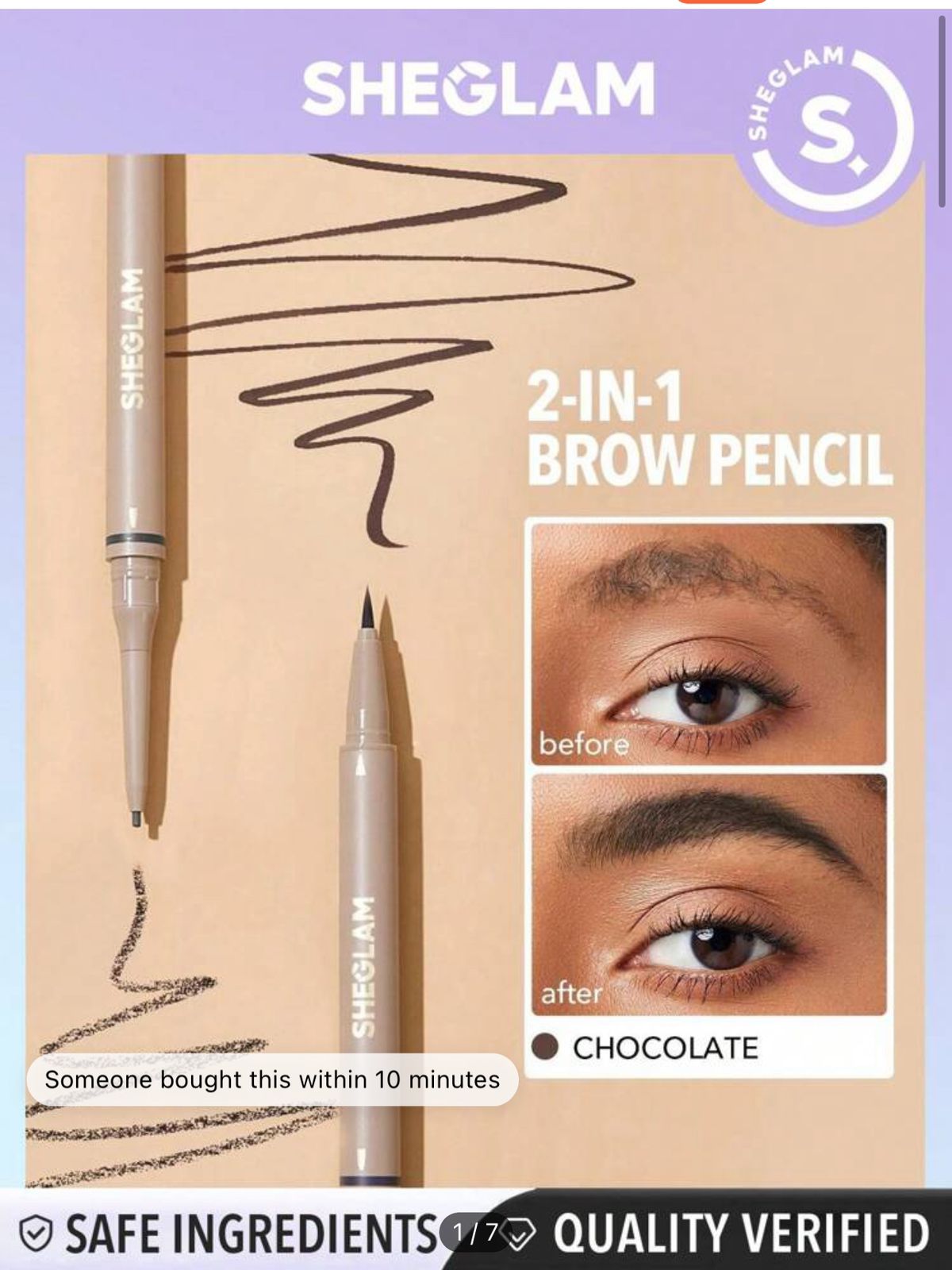 قلم حواجب أصلي Sheglam Brows On Demand 2in1 Brow Pencil Waterproof