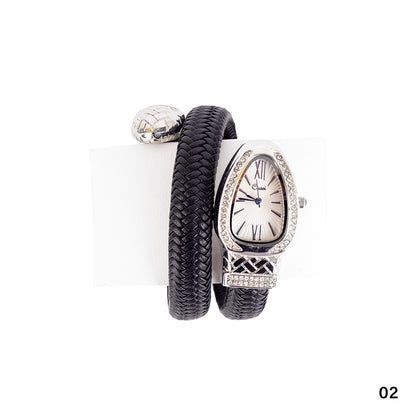 Snake Watch With Leather Bracelet