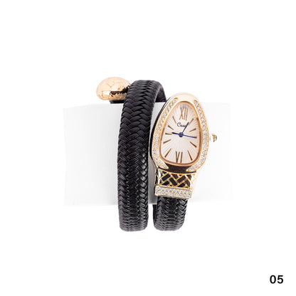 Snake Watch With Leather Bracelet