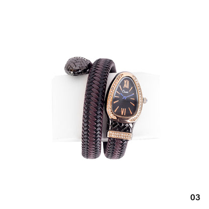 Snake Watch With Leather Bracelet