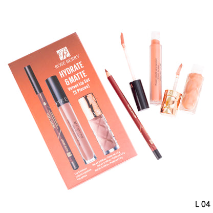 مجموعة "كونتور+أحمر شفاه+ملمع شفاه 3in1" (ROSE BERRY)