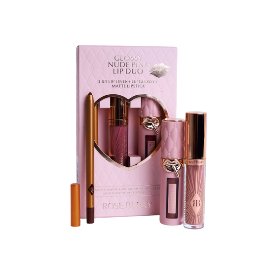 3 in 1 Lip Liner + Lip Gloss + Matte Lipstick By Rose Berry