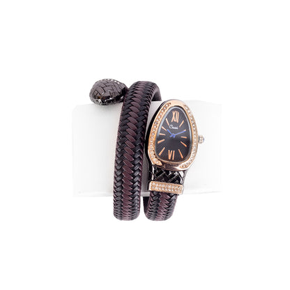 Snake Watch With Leather Bracelet